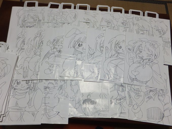 #東方Project #東方絵描きさんと繋がりたい  #東方好きと繋がりたい コミケ99に持っていく紙袋、新刊買ってくれた方。先着50名様にプレゼント 