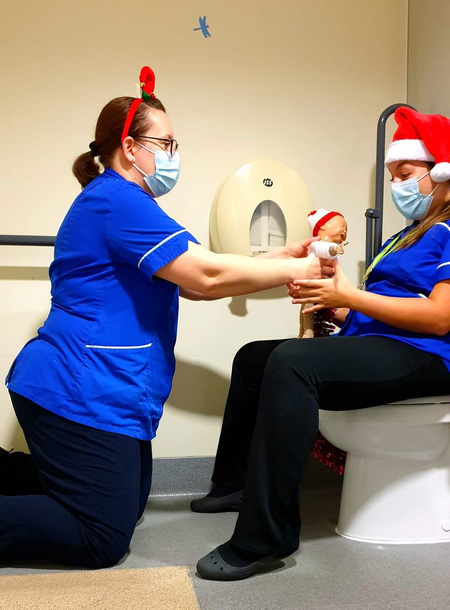 #MaternityAdvent Day 21 
On the toilet

Labouring on the toilet is a position that many women find comfortable. Add to that the fact that women often feel like they need a poo &amp; its inevitable that sometimes babies will come! 

#MaternityAdvent2021 #UHDBmaternity #DerbyMaternity