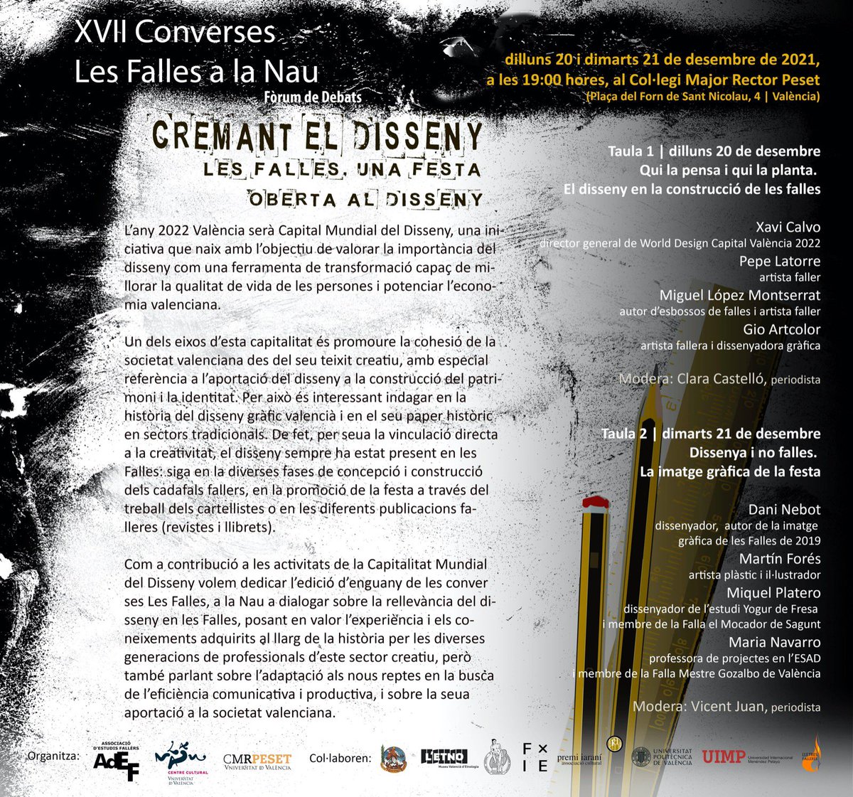 estudisfallers's tweet photo. Bon dia! Després de la interessant sessió d’ahir, vos esperem esta vesprada per a una nova sessió de #FallesNau “La imatge gràfica de ma festa”. Recordeu, a les 19h al @CMRectorPeset https://t.co/g6FKcwcmGM
