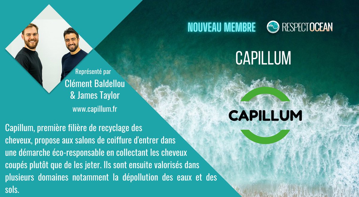 📣🌊[BIENVENUE] Nous sommes heureux d'accueillir un nouvel adhérent <a href="/CapillumFrance/">Capillum</a> , qui propose aux salons de coiffure d'entrer dans une démarche éco-responsable en collectant les cheveux coupés plutôt que de les jeter.
▶️ Découvrir Capillum : cutt.ly/pUrbRSH
