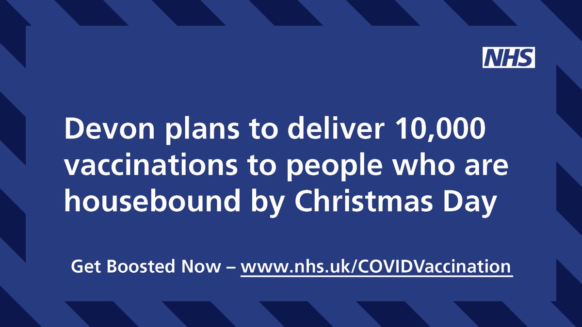 NHSDevon's tweet photo. Plans are in place to deliver the required 10,000 vaccinations to people who are housebound in Devon by the new national target of Christmas Day
They will be delivered by a mix of GP, hospital, and community teams
#TogetherForDevon https://t.co/3fANRWlNPG