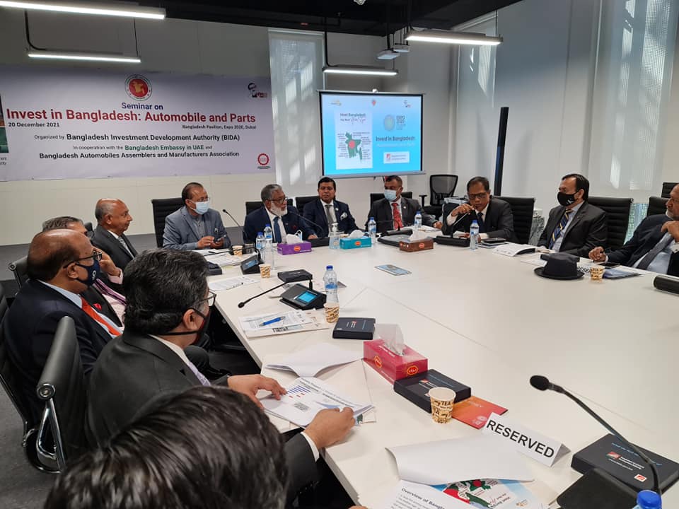 BangladeshBida's tweet photo. BIDA promoted #Automobiles &amp; #Parts at  #WorldExpo2020 Dubai. Valued at $14bn, Auto market in 🇧🇩 is growing at 21% for 5 years. Our focus is to drive private investment in local #autoassembly, development of #backward_linkage, #autocomponents &amp; #automanufacturing https://t.co/vDBQXT57YH