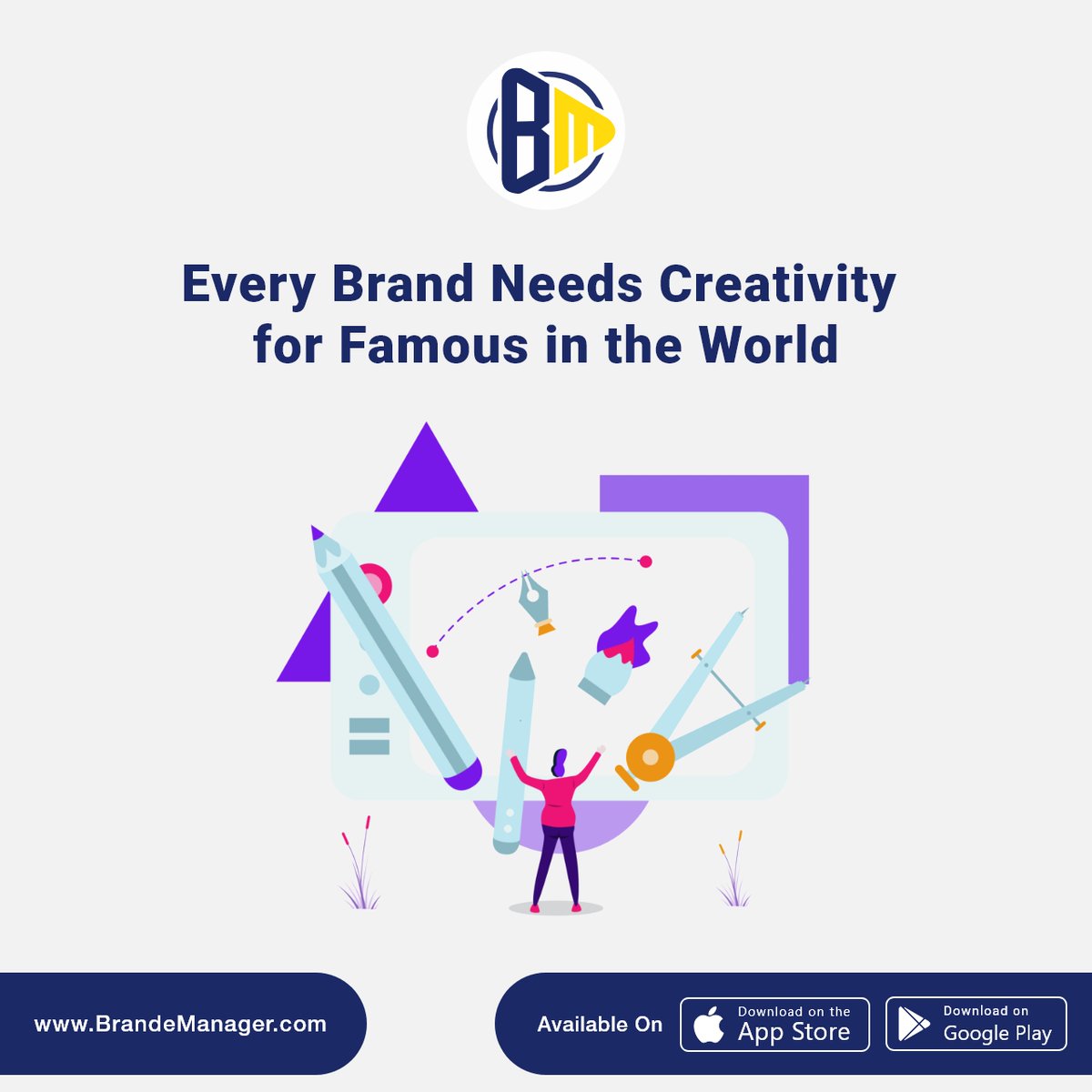 brandemanager's tweet image. Every #Brand needs creativity for famous in the world. Join Brand eManager today and get #CreativeImages for your brand promotion on social media and increase your brand value. Try today #BrandeManager app bit.ly/3yjREch 
#DesignAgency #SocialMediaPost #BusinessPost