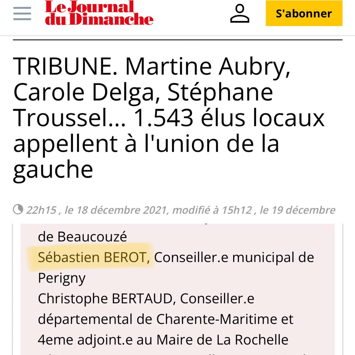 SebastienBerot's tweet image. C’est dans le @JDD, l’appel d’élu.e.s à l’union de la gauche #UnionDeLaGauche #primairedelagauche