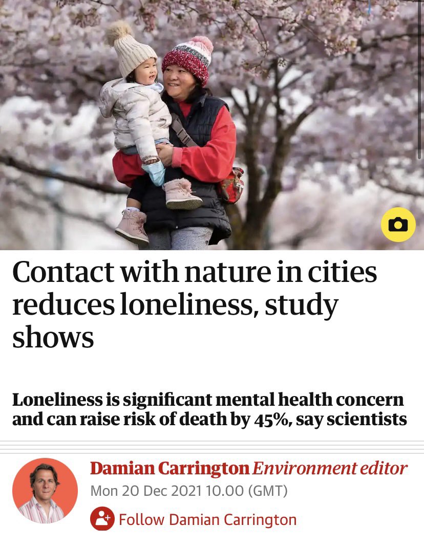 'Loneliness is significant mental health concern and can raise risk of death by 45%, say scientists.” The Guardian - Damian Carrington theguardian.com/society/2021/d…