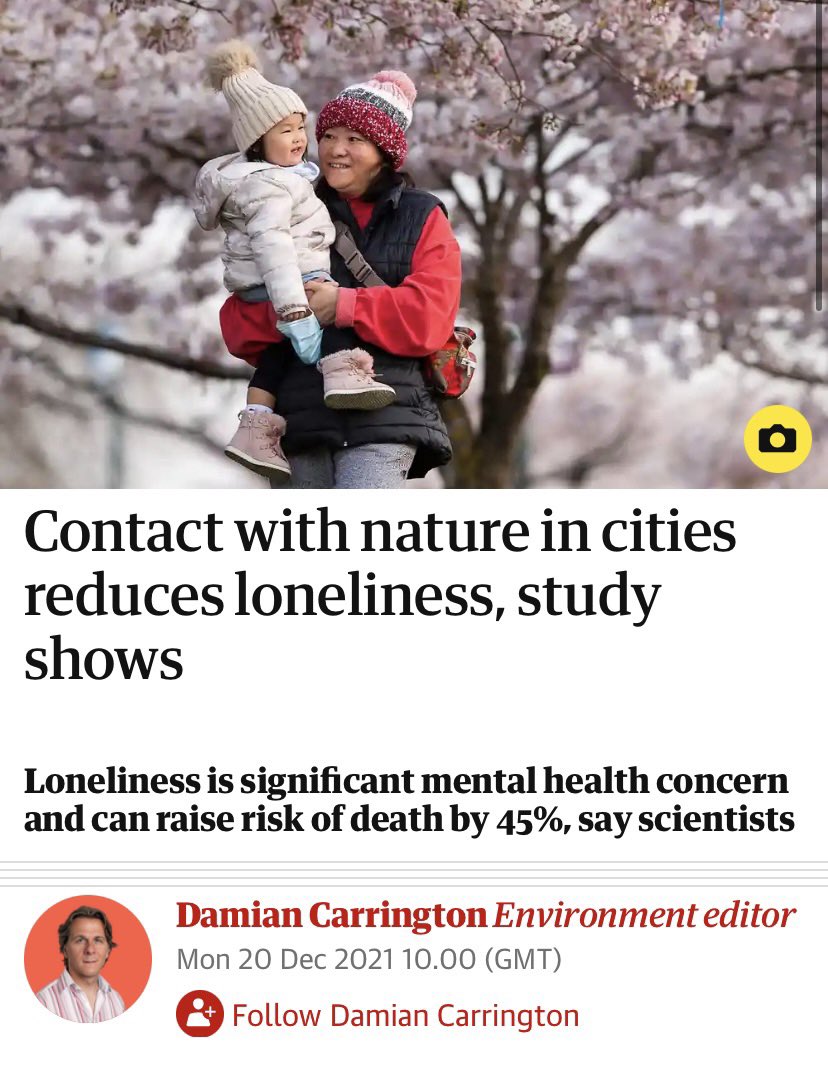 "Loneliness is significant mental health concern and can raise risk of death by 45%, say scientists.” 
The Guardian - Damian Carrington 

theguardian.com/society/2021/d…
