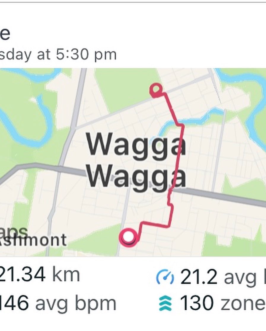 KenGrimson's tweet photo. Nice ride to and from the #waggawagga Cricket Ground and a few laps around the bike track there. Laps powered by Slade Alive!
#runcharlessturtrun
#charlessturtalumni
@CharlesSturtalumni https://t.co/ZQJXTWXKZy