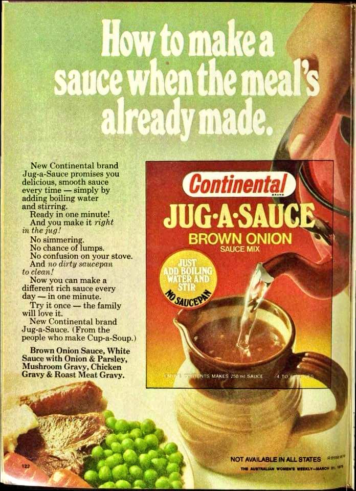 🎄It's the 21st of December, who's gonna make the gravy? No worries just use packet sauce. 

Continental Jug-a-Sauce 1976
#gravyday