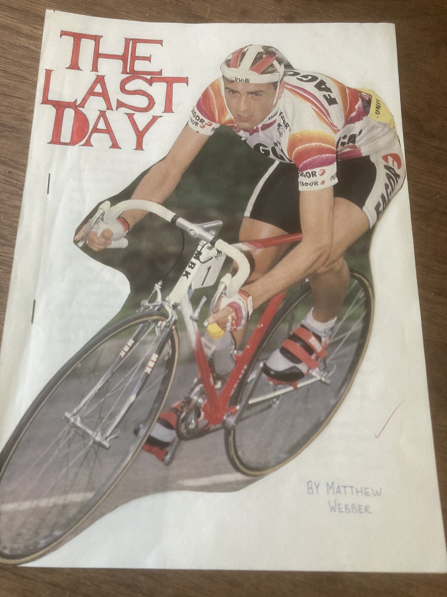 andmattrides's tweet photo. Hi @malcolmelliott0 ! My dad just sent me a folder full of my English coursework from 1988. Would you like to read about the day you won the Tour de France, with the help of Stephen Roche on his TT bike? https://t.co/ZLiqu0BDrt