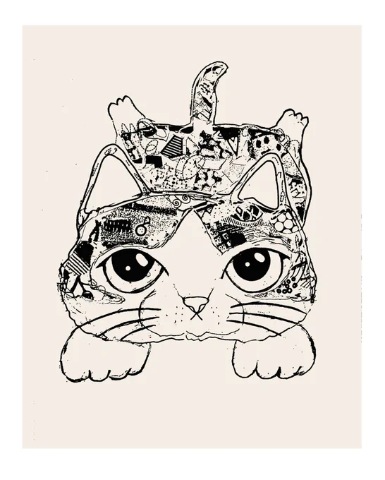 #イラスト好きな人と繋がりたい  #絵描きさんと繋がりたい #イラスト #絵 #銅版画の下図
100分の52匹目の猫 