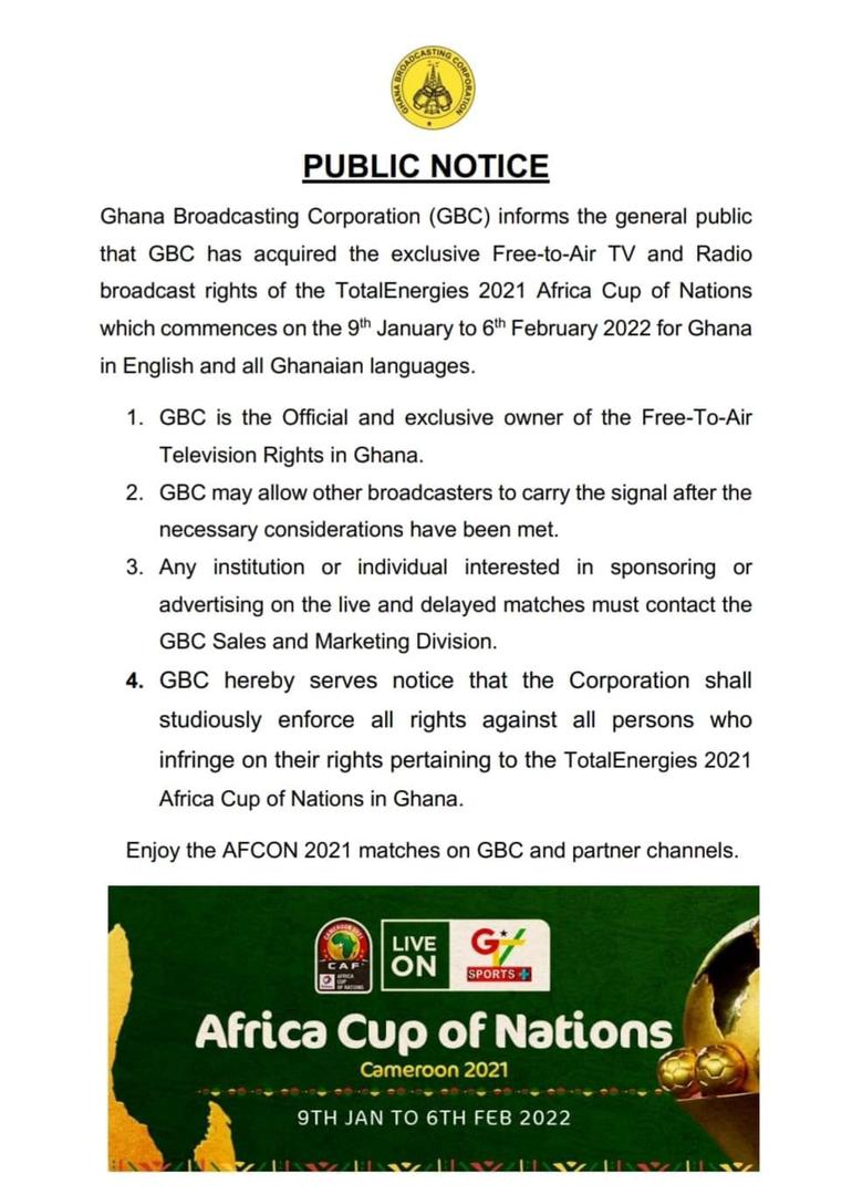 gbcnews_'s tweet photo. It's official!

GBC acquires exclusive free-to-air rights for 2022 AFCON. https://t.co/o4UUJI1wH6