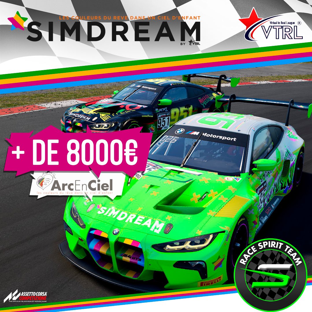 RaceSpiritTeam_'s tweet photo. SIMDREAM - 19.12.2021
La RST était présente ce Dimanche à la SimDream by @VTRL au profit de l'association @associationarcenciel.
Merci de votre invitation!
Bravo pour ces + de 8000€ de don pour @associationarcenciel 🔥
#VTRL #SimDream #ForzaRST #assettocorsacompetizione #ACC https://t.co/MYmWySd86a