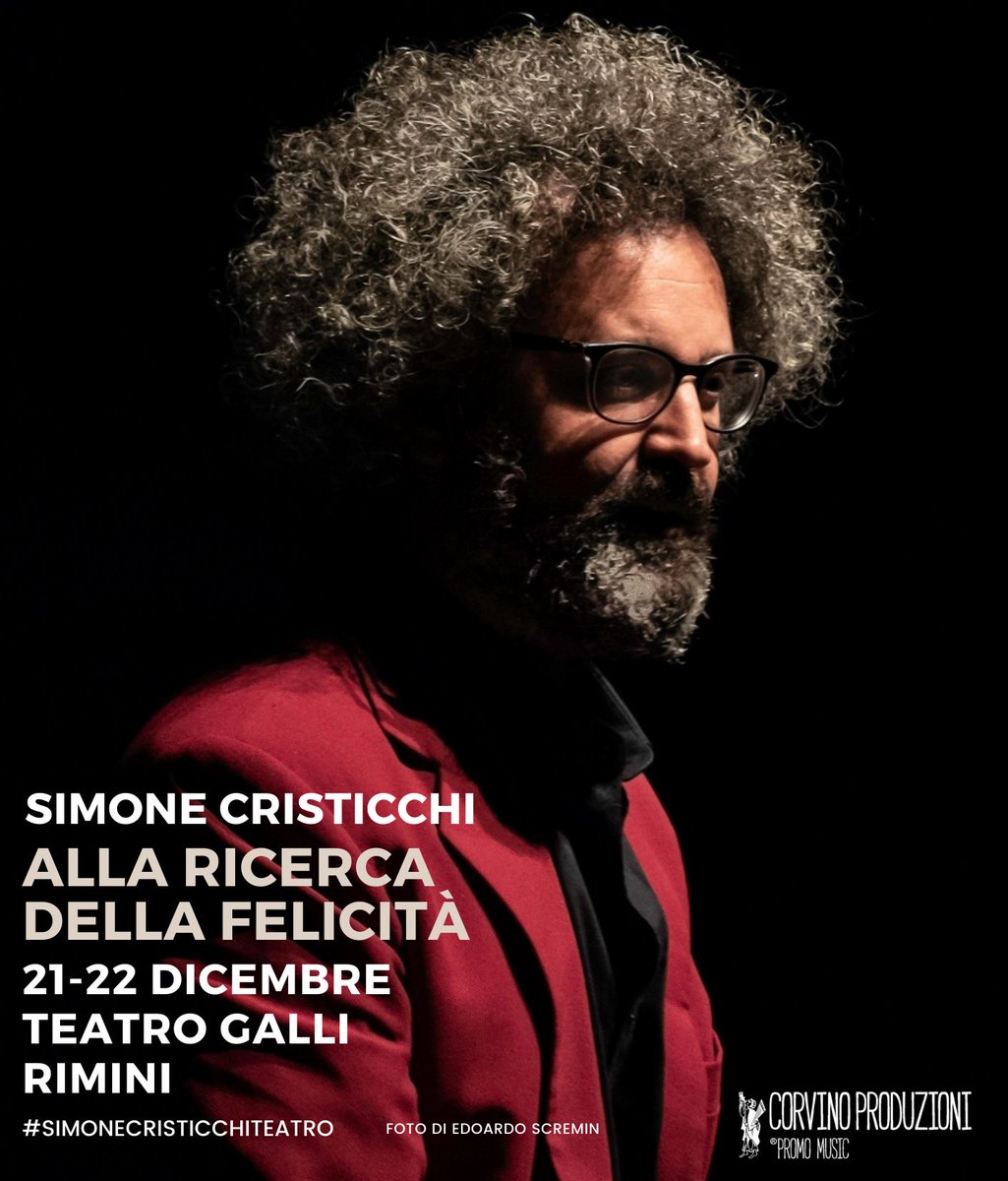 scristicchi's tweet image. Simone Cristicchi “Alla ricerca della felicità” 21 e 22 Dicembre 2021 Rimini (Rn) al Teatro Amintore Galli

Ultimi BIGLIETTI 
👉 21/12 bit.ly/3n2MpIW
👉 22/12 bit.ly/3vopWti

#allaricercadellafelicità 
#simonecristicchi 
#CorvinoProduzioni