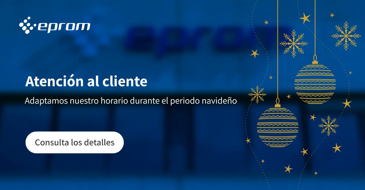 EpromSA's tweet photo. ℹ️ Durante el periodo navideño (del 27 de diciembre al 5 de enero) adaptamos nuestro horario de atención al cliente. Consulta todos los detalles 👉 https://t.co/O6ZVVAORs6 https://t.co/sfhY9MMzjP