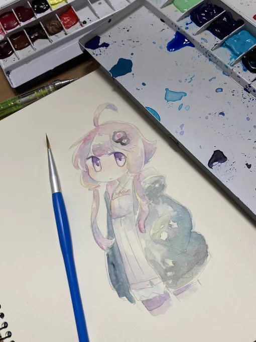 水彩ゆかりさん。水彩滲ませるのたんのすぃい 
