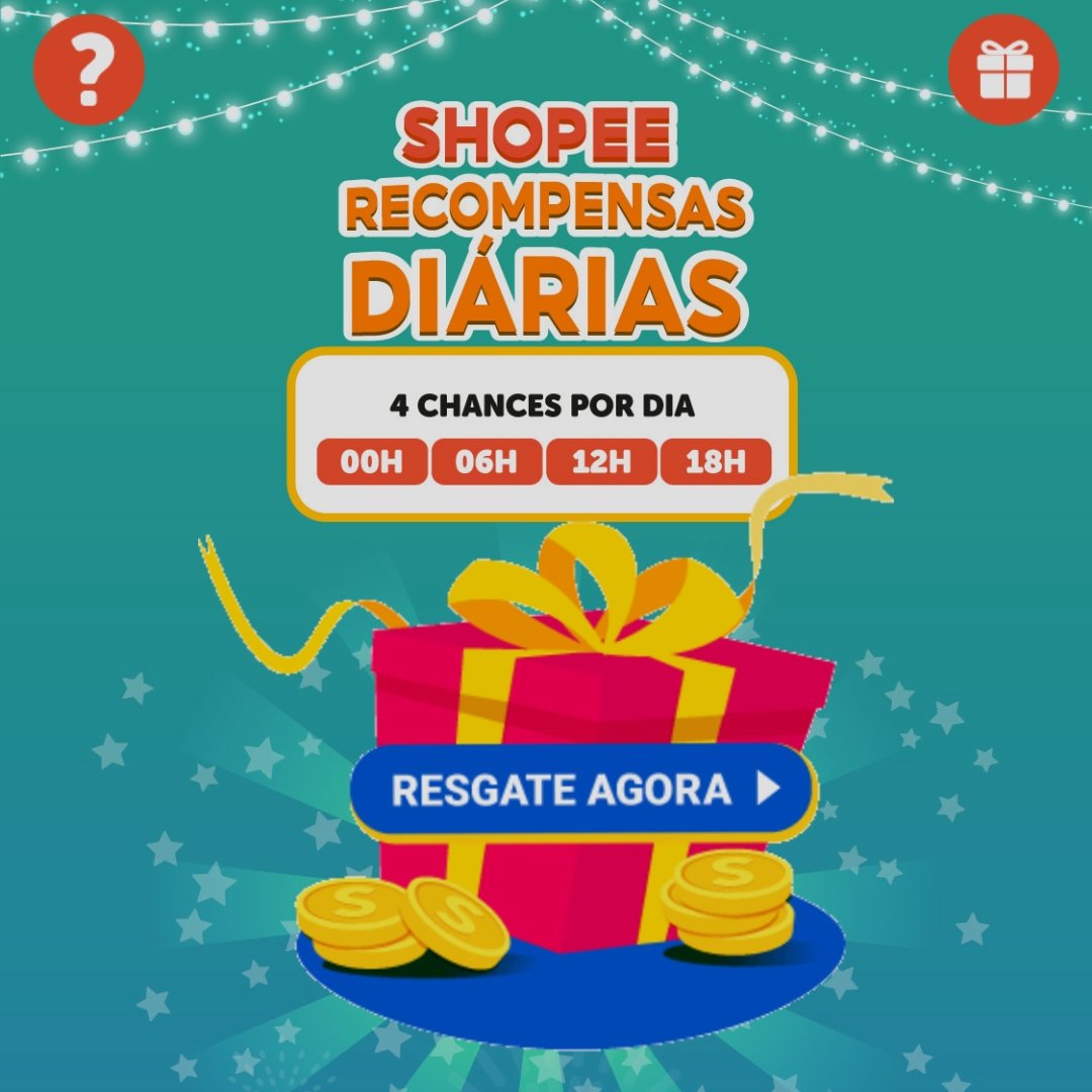 _PromoShopee's tweet image. Voltou a promoção de Recompensas Diárias da Shopee. São 4 chances de resgatar prêmios por dia: 00h, 06h, 12h e 18h.

 ✅Os prêmios podem ser: 
🪙1 moeda, 2 moedas, 10 moedas, 100 moedas
🎟️Cupom de 50% off
📢Resgate diariamente aqui: shp.ee/ft8zcu9