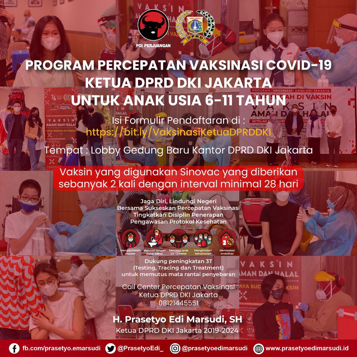 Dengan dikeluarkannya surat edaran @KemenkesRI tentang pelaksanaan vaksinasi Covid-19 bagi anak usia 6-11 tahun bernomor HK.01.07/MENKES/6688/2021 pada hari Senin, 13 Desember 2021. Maka saya akan menggelar Vaksinasi untuk Anak usia 6-11 tahun yg akan dimulai pada minggu ini.