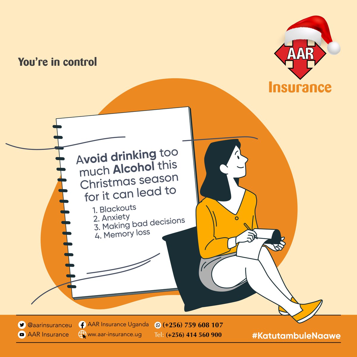 December is largely considered to be a month for parties and celebrations. Studies have found that alcohol consumption is generally at its highest around Christmas and New Year's Day. Be safe and cautious if you will be consuming alcohol during these holidays. 
 #KatutambuleNawe
