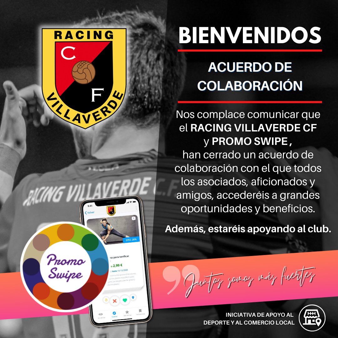 PromoSwipe's tweet photo. 🤗¡BIENVENIDOS!🤗
⚽ El @rvillaverdecf y #PROMOSWIPE han cerrado un acuerdo de colaboración. ⚽
Pronto todos sus asociados, aficionados y amigos, accederán a grandes oportunidades y beneficios mediante el espacio del club en la APP de Promo Swipe. #App 📲 https://t.co/vZZWZQohE5 https://t.co/QFbq8ZXYku