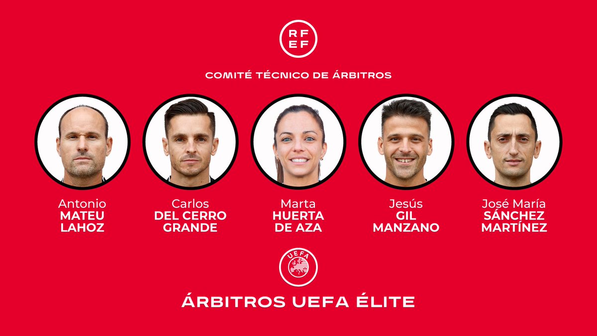 🙌🏻 El arbitraje español, lider en Europa con 5⃣ colegiados UEFA ELITE.

🇪🇸 España, junto a Alemania, único país con 5⃣ árbitros UEFA Elite tras el ascenso de Sánchez Martínez.

📺 Los 4⃣ VAR específicos, también podrán actuar a nivel internacional.

ℹ️ bit.ly/Elite_211221