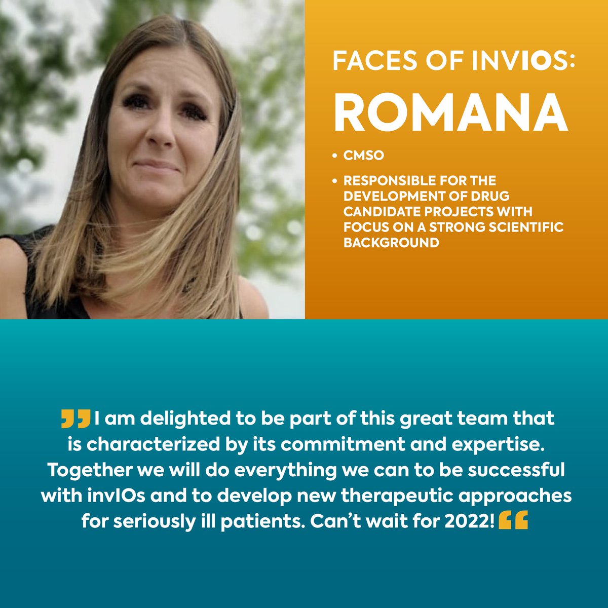 Romana is Chief Medical & Scientific Officer at invOs and responsible for the development of our drug candidate projects. #team #cancerresearch #immunooncology #passionforwork #biotech