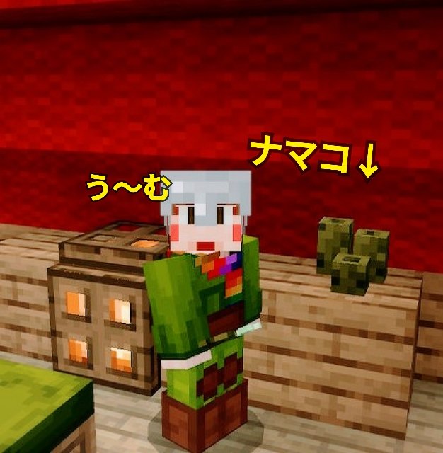 りん Lingzi マイクラ日記24 羊飼いの家 内装を考える あつ森のように家具は基本ない 置ける小道具も極端にない たまに見かけるナマコを置いてみた どうなんだ ナマコも置かれてびっくりだろ ロウソクはあるというので ハチさんから材料の