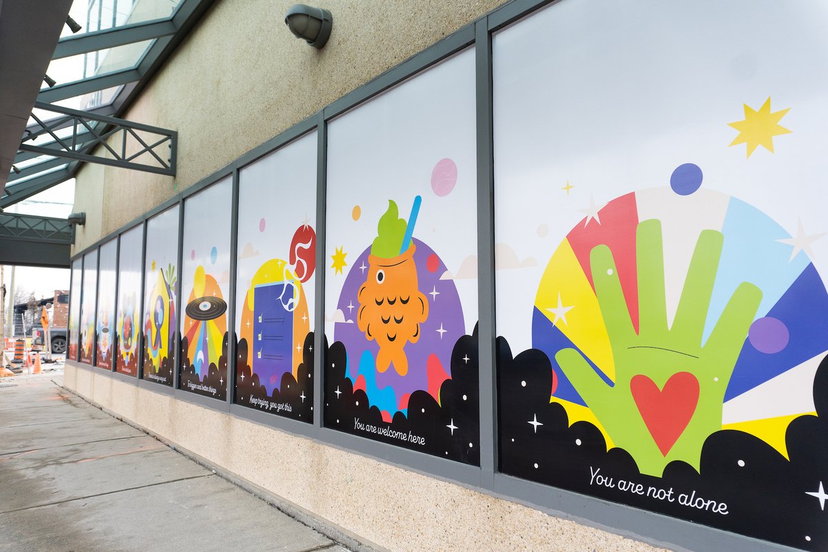 STEPSPublicArt's tweet photo. NoVacancy w/ @DUKEHeightsBIA and #StrollTO engaged local artists, businesses & youth to bring vibrant public art storefronts to the North York community! Explore the 4 different sites and get to know your neighbourhood this winter ❄️ https://t.co/ph1RH9YvWD