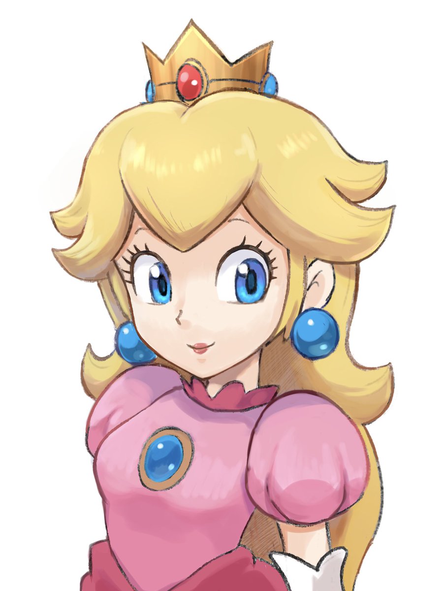 princess peach 1girl solo blonde hair blue eyes jewelry earrings long hair  illustration images