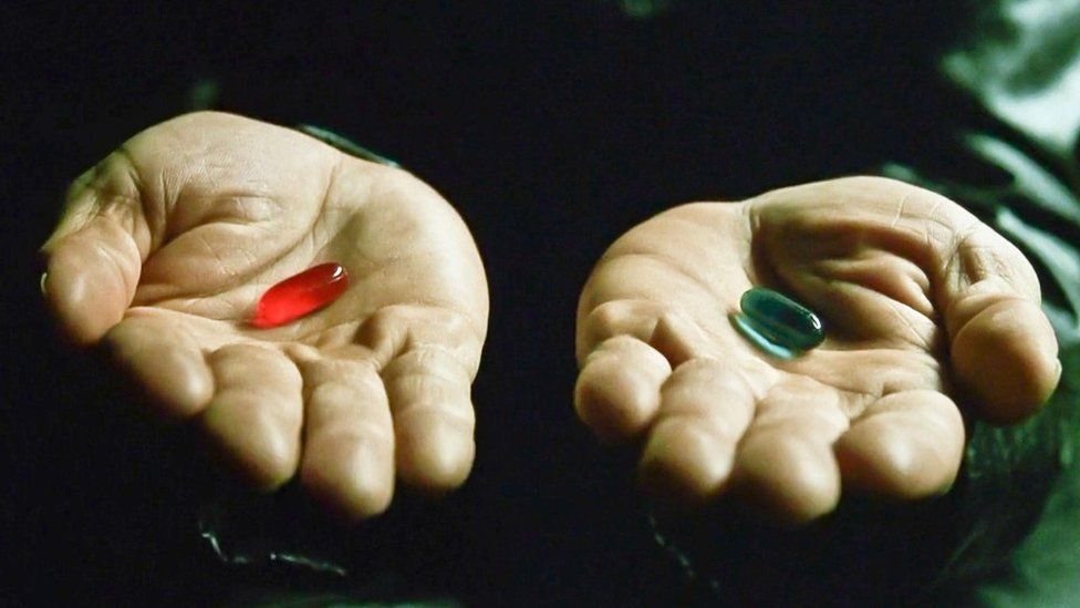 ErinInTheMorn's tweet image. This is the last time I can remind people:  The Matrix is a trans allegory written by two closeted trans women and contains numerous references to the trans experience. 

"It seems that you've been living two lives... One of these lives has a future, and one of them does not."