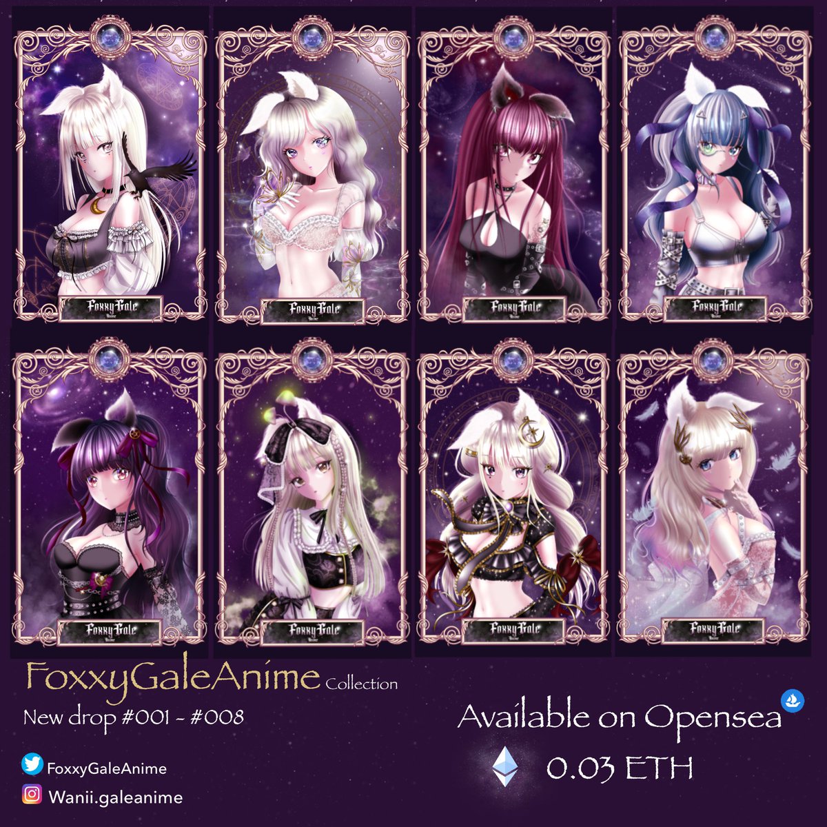 🦊 FoxxyGaleAnime 🦊
Adorable and gorgeous fox nymph, a messenger of the gods, incarnated on earth to protect the card holders.

#001-#008
Available on Opensea 

opensea.io/collection/fox…

#NFT #NFTCommunity #NFTanime #Anime #nftcollector #NFTTHAILAND #NFTJapan #NFTdrop #OpenSeaNFT