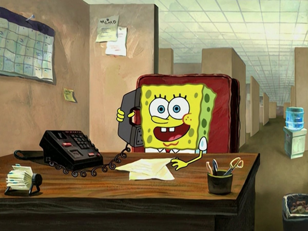 SpongeBob's tweet photo. Questions 👅about our charming 👅corner of the 👅trench? 👅Tweet using 👅 #VisitRockBottom 👅and our helpful travel agents 👅will be with you 👅in a splash. 👅 https://t.co/kHivaTn0tb