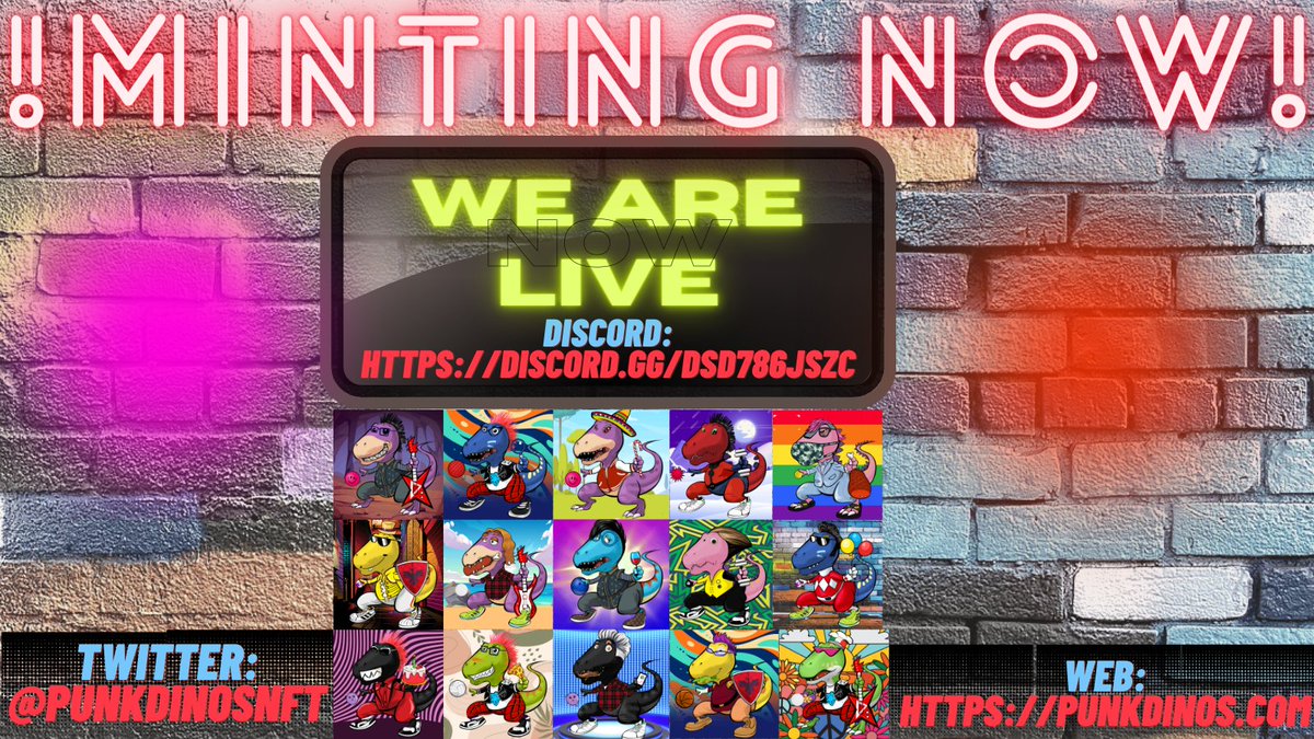 IT'S GO TIME! 🚀🚀🚀
<a href="/punkDinosNFT/">Punk Dinos </a>

punkdinos.com

discord.gg/PXgHcazA3j

#NFT #NFTs #NFTGiveaway #NFTcollection #Metaverse #DinoVerse #punkdinos #NFTdrop #exciting #Goodtimes #Tuesday #tuesdaymotivations