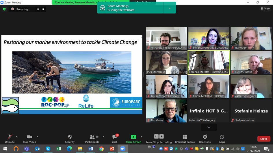 EUROPARC's tweet photo. 🐬Today we had our last webinar before Christmas on #restoring the #marineenvironment to tackle #climatechange! The webinar will be online soon for those who missed it. Happy holidays! 🐠 https://t.co/kYKpckzZTk
