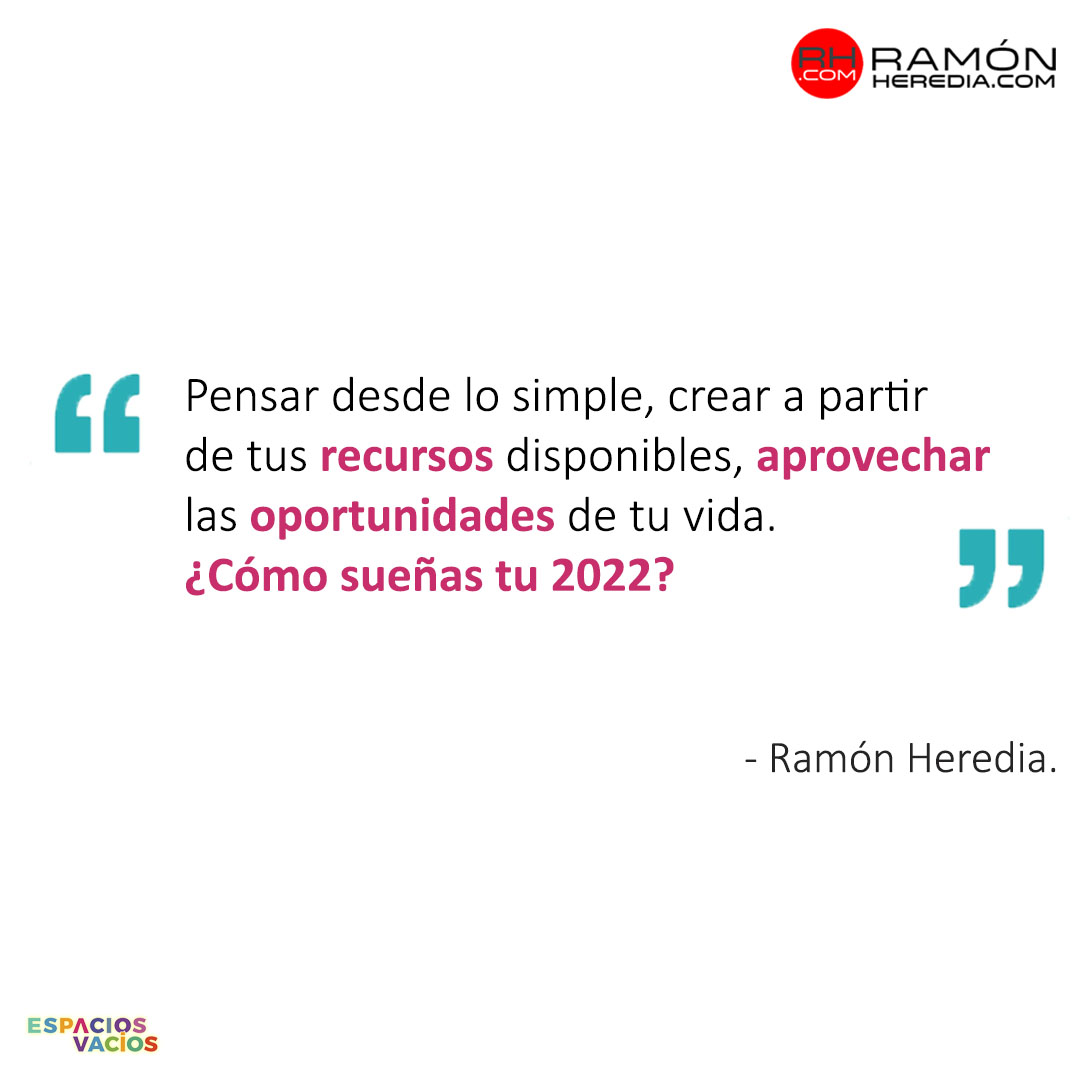 Si estás en el punto de inicio, en el desarrollo, o estás reintentando y volviendo a comenzar, este es el minuto para aprender del camino recorrido e intencionar una nueva transformación 📲.

#espaciosvacios #ramonheredia_latam