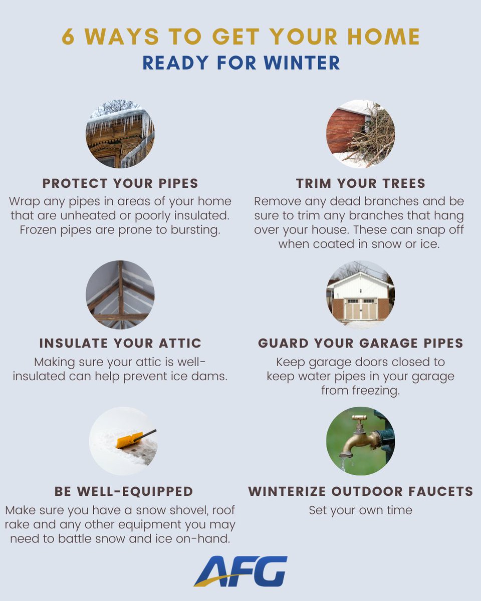 AdionFG's tweet photo. ❄️🥶With winter quickly approaching, it’s important homeowners take steps to protect their home 🏠 Here are 6 tips on how to get your home winter-ready to prevent unnecessary damage 🏡🔐

#TuesdayTip #Insurance #InsuranceAgency #InsuranceBroker #InsuranceAgent #HomeInsurance https://t.co/OcKrTxjsbl