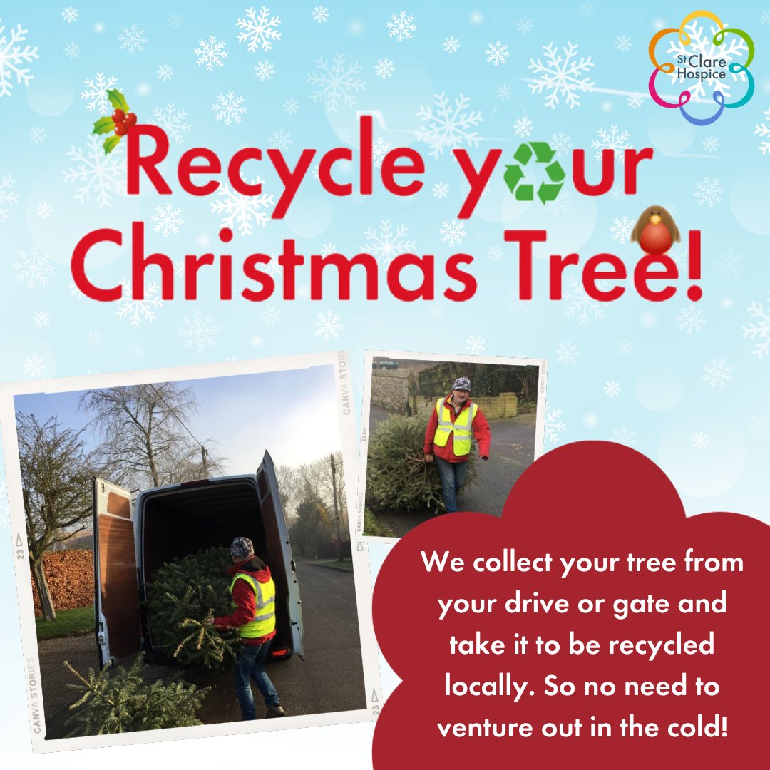 hospicestclare's tweet image. Pssst... Have you thought about what you'll do with your #Christmas tree in the New Year? Plan ahead like an early bird 🐦 and book in to have it collected by St Clare, to be recycled the eco-friendly way ♻ £12 donation. Check your postcode here &amp;gt; stclarehospice.org.uk/event/recycle-… #Essex