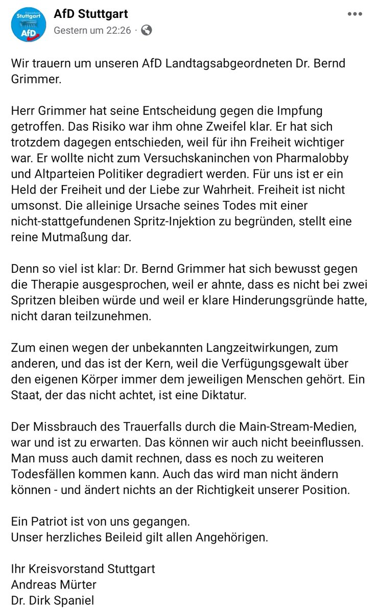 AndreasKemper's tweet photo. Okay, ich würde sagen, Bernd #Grimmer ist an #AfD gestorben. https://t.co/xuXYJSZ4qG
