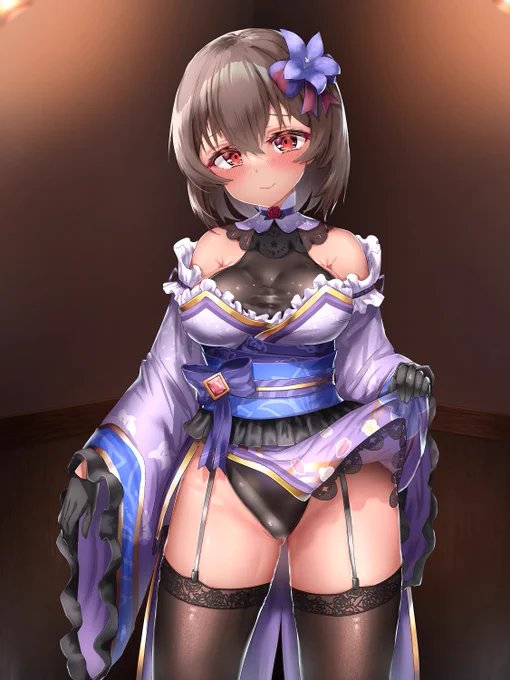 和服シャリーファちゃん (捲り差分+インナーレオタver)

ちらっと捲って挑発してくる悪い子・・・ううっ

レオタ風インナーもまた違った魅力があって良いよね・・・ 