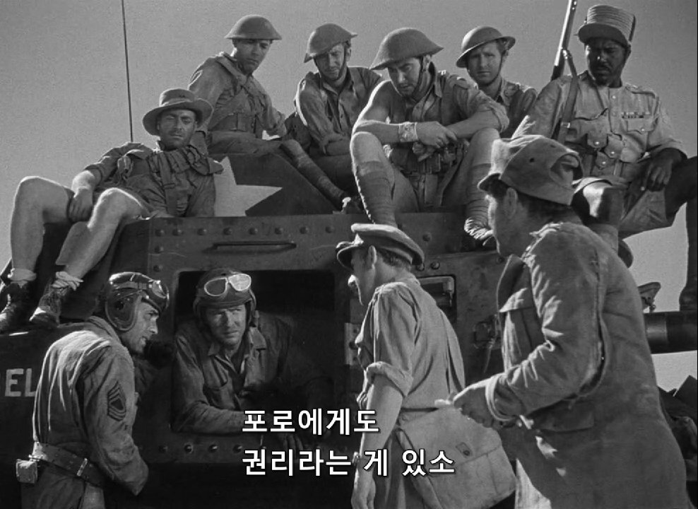"요즘 헐리우드는 억지로 인종 다양성을 끼워넣는 PC충"라는 소리가 나는 세상에서 43년 영화 사하라를 보고 있으면 기분이 묘함 미국인 영국인...