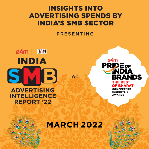 e4mevents's tweet photo. Unveiling e4m-TAM India SMB Intelligence Advertising Report in March 2022. Get deep Insights into Advertising Spends by India's SMB Sector. #e4mPrideofIndiaBrands #BrandsOfBharat #IndianSMBs #SMBAdvertising @anuragbatrayo @nawalahuja @lvk0268 @NitinkamatNk https://t.co/SK1tJUcbuC