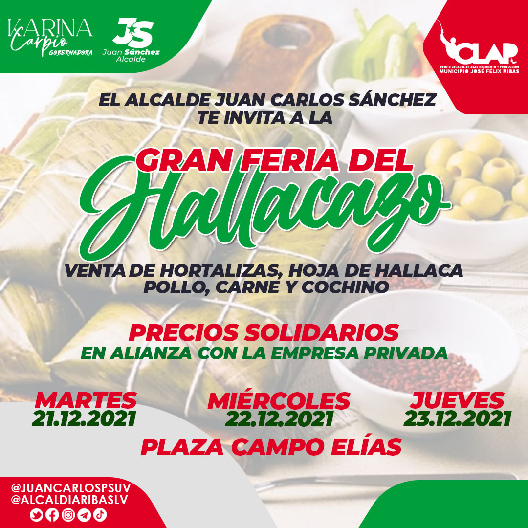 Disfruta de la gran feria del hallaca que te trae el alcalde <a href="/juancarlospsuv/">Juan Carlos Sanchez</a>   en alianza con la empresa privada, con precios populares.
