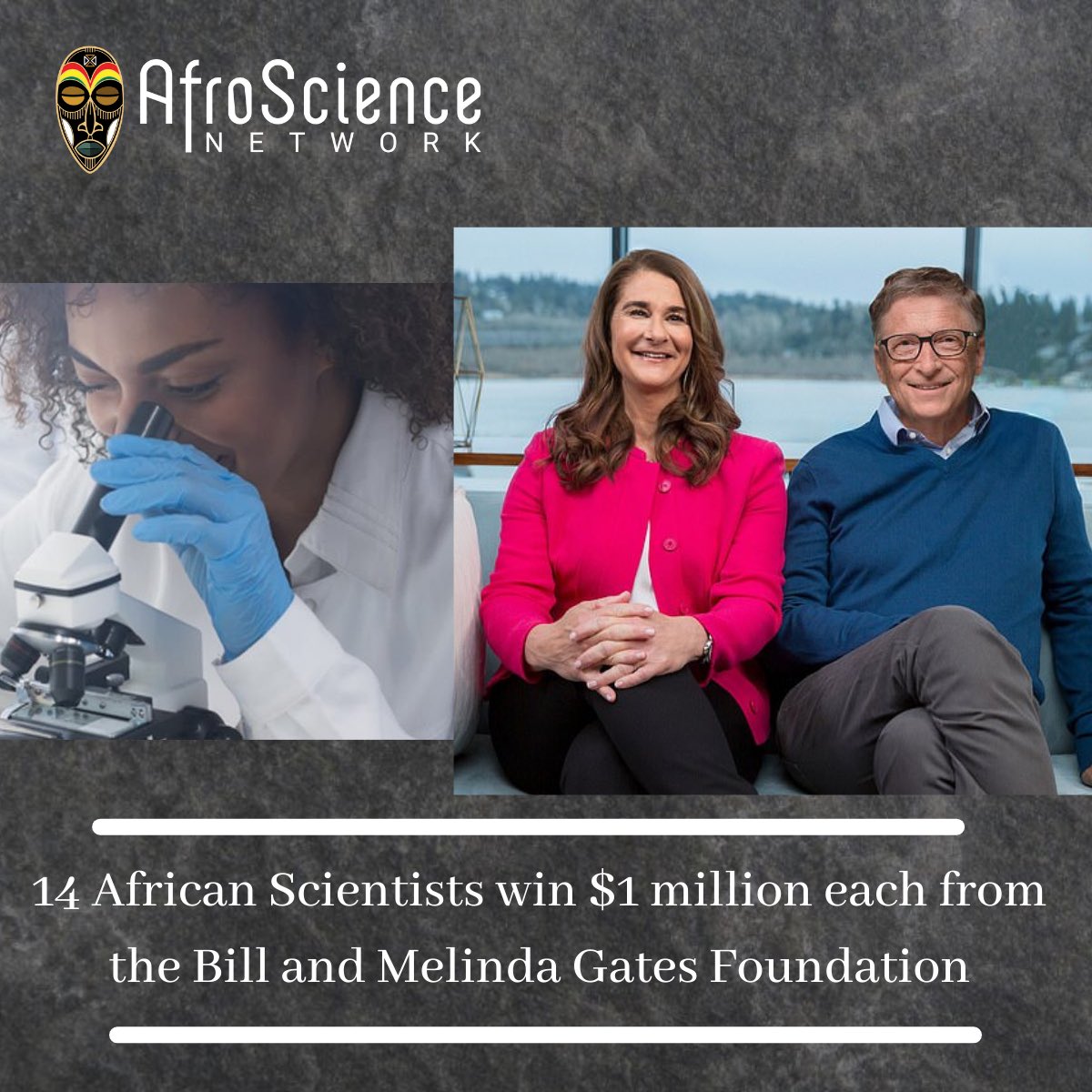 Afroscience1's tweet photo. The @BillGates &amp; Melinda Gates Foundation  has committed an initial $50 million towards a new 10-year program. The program awards leadership fellowships to 14 African scientists. The scientists are from Ghana, ..

https://t.co/auF5KQZxYz
#afroscience #science #africa #foundation https://t.co/aiSkI7PoCM