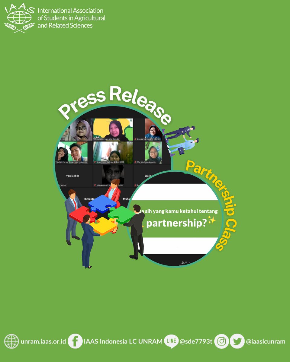 IAASLCUNRAM's tweet photo. Hi, FamilIAAS
Partnership Class was held on Saturday, 20th November 2021 through an online platform zoom meeting with Retno Purwaningsih asal the speakers https://t.co/wZYGpl4NMz