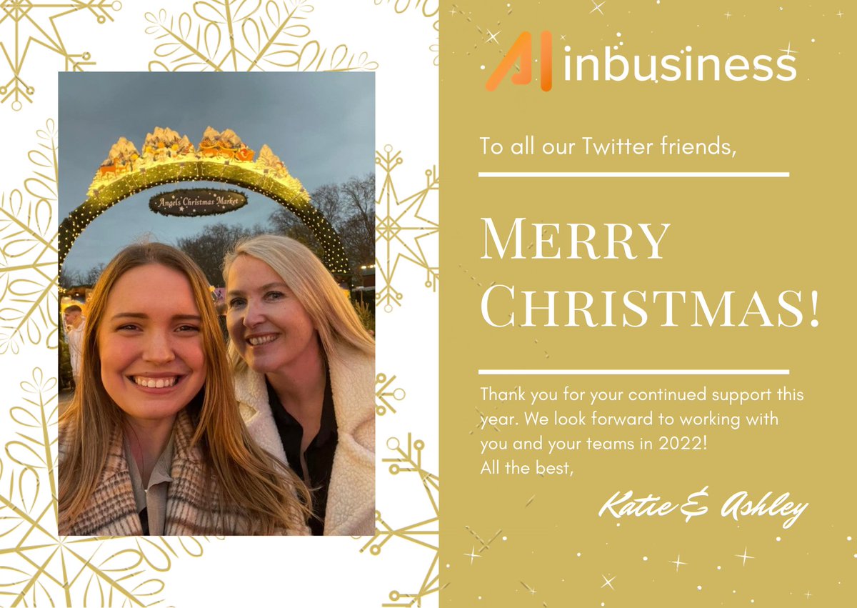 On behalf of the team at AI in Business, we wish you a very merry Christmas! We will be closed from the end of the day today, 21st December 2021, and will reopen at 9 am GMT on Wednesday 5th January 2022.

Happy holidays, and we'll see you in the new year!