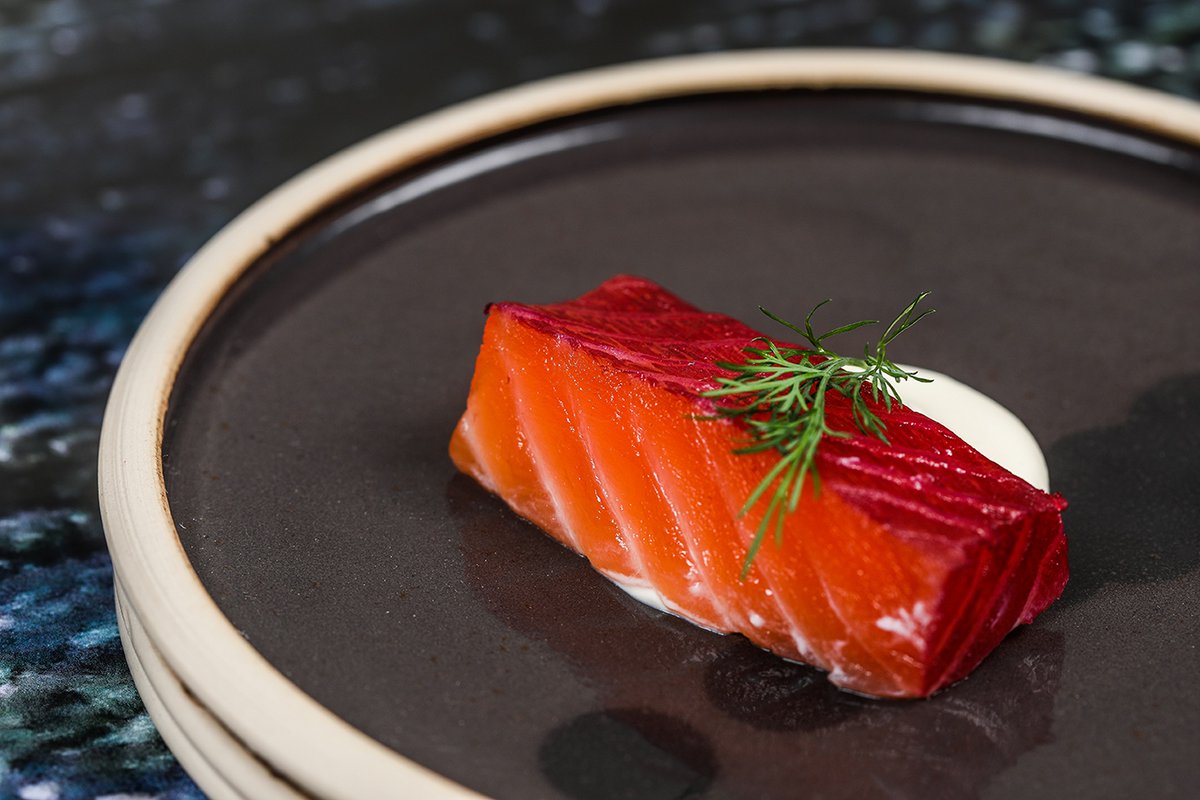 Our Blackberry cured salmon &amp; dill ... such a gorgeous colour! 

.
 
#curedsalmon #christmasfood #starter 
#countrycaterers #catering #wildfood #eatery