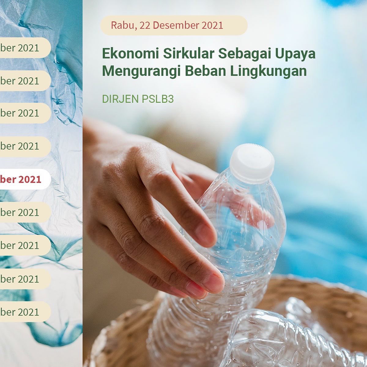 Sobat Hijau, Refleksi Akhir Tahun 2021 Kementerian LHK sudah memasuki hari kelima.

Pada hari kelima ini, akan ada pembahasan menarik mengenai Ekonomi Sirkular sebagai Upaya Mengurangi Beban Lingkungan yang akan dibahas tuntas oleh <a href="/Ditjen_PSLB3/">Deputi_PSLB3_KLH</a>

Yuk saksikan!

#KLHK