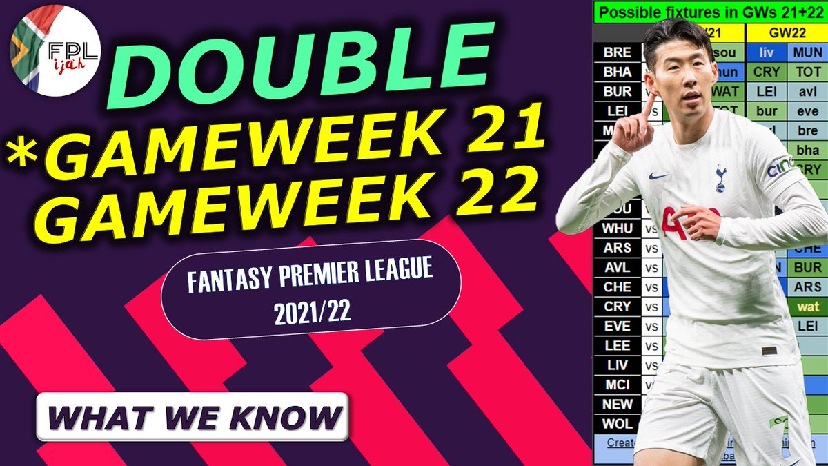 FPLijah's tweet image. 🚨 DOUBLE GAMEWEEK 🚨 #FPL

Everything we know about DGW *21 and 22, according to the FPL Planning God himself, @BenCrellin 

📽️: youtu.be/DYSBrJSZ7PM

Give it a watch🙏 RTs massively appreciated

Also featured: @FPLSteve