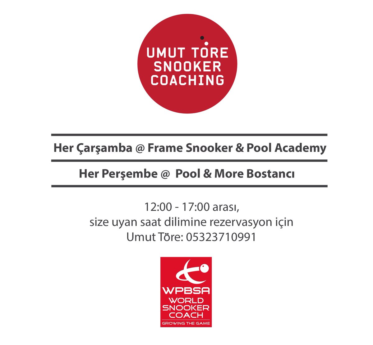 Hepinize merhaba.. İstanbul’un iki güzelim salonunda hafta içleri ders yapmaya başlıyorum. Avrupa yakası için Çarşamba günleri Frame, anadolu yakası için Perşembe günleri Pool&amp;more’da beni bulabilirsiniz. 
Gelmeden önce mutlaka bana 05323710991’den ulaşınız.