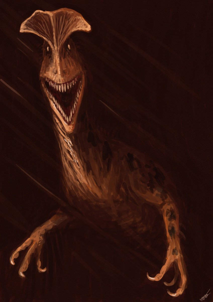 Cryolophosaurus 
I'm a body of mistakes, a collective of pains , a stream of consequences, cruising through life begging for a little forgiveness from my own soul.

inspired from Hellboy's angel of the death by <a href="/RealGDT/">Guillermo del Toro</a>

B&amp;W variant in the comment
#paleoart #sciart #dinosaur