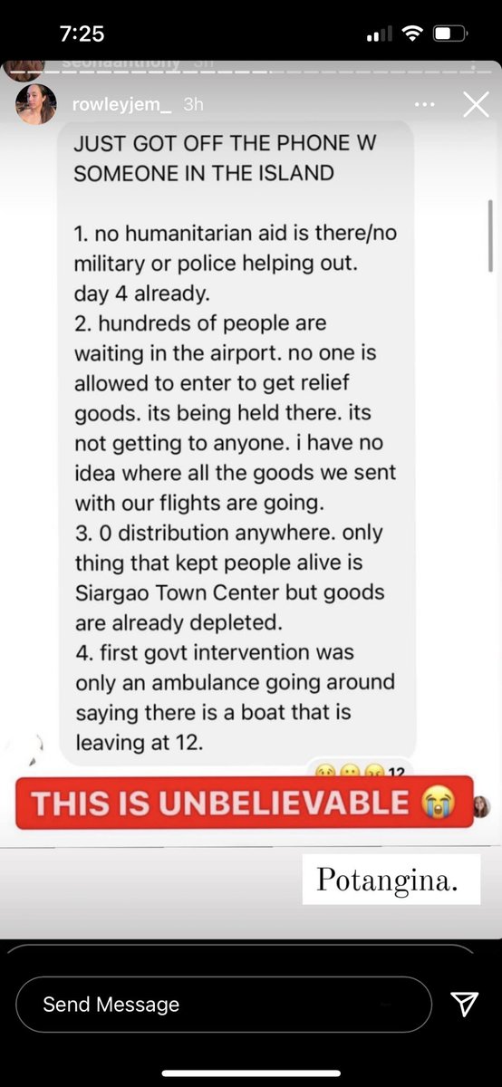 rezgosago's tweet image. LGUs are holding Siargao relief!!! 
Spread!!!!! These are messages from people who are on the ground. 

@lenirobredo @coastguardph @philredcross @ANCALERTS @gmanews @inquirerdotnet 

#SiargaoNeedsHelp #siargao